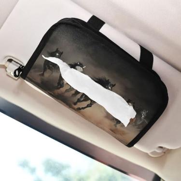 Imagem de SEHANY Suporte de lenços de carro Majestic Horse, caixa de lenços para carro, viseira solar, porta-guardanapos retangular, dispensador de máscara de carro, caixa de lenços de papel para automóveis