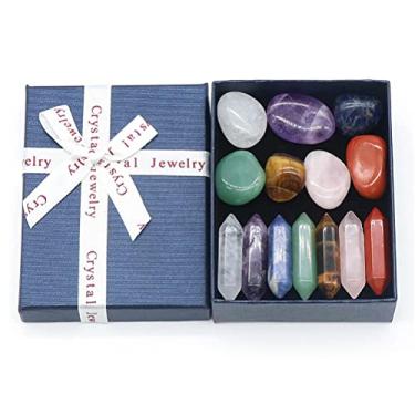 Imagem de Dioche Cristal de Ametista, Conjunto de 7 Chakras, Pedras de Cura Espiritual para Ioga, Meditação, Com Pedras Preciosas para Decoração de Carro, Escritório Doméstico, Caixa de Presente