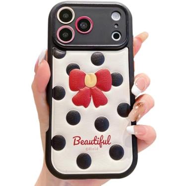 Imagem de NATEROSO Capa fofa compatível com iPhone 16 Pro Max, capa protetora feminina de borracha macia à prova de choque para mulheres e meninas (laço, para iPhone 16 Pro Max)