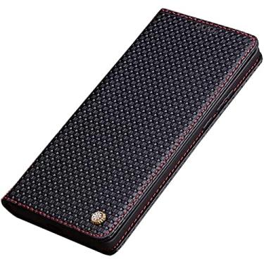 Imagem de FULNES Coldre de capa de telefone flip luxuoso, capa fólio de couro genuíno à prova de choque para Apple iPhone 14 Plus 2022 [proteção de tela e câmera] (Cor: C)