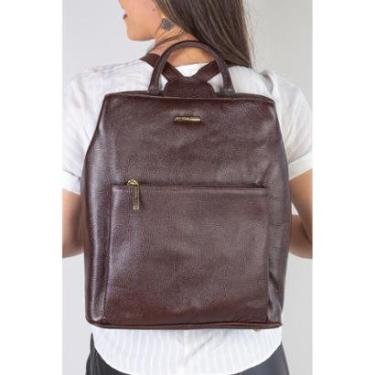 Imagem de Mochila bolsa slim couro liso antifurto Lavínia-Feminino