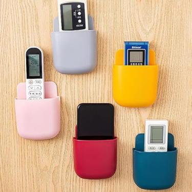 Imagem de Caixa organizadora de armazenamento de parede com controle remoto para plugue de celular, suporte para prateleira de contêiner (amarelo)