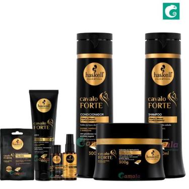 Imagem de Kit Haskell Cavalo Forte Sh Cond Masc Leave Comp Selante+Dose 300