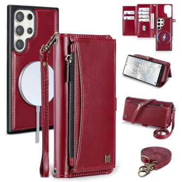 Imagem de BLISLIAR Capa carteira para Samsung Galaxy S24 Ultra com suporte para cartão/carteira/alça transversal | Bloqueio RFID | Magnético | Suporte | Destacável | Capa de couro PU para Galaxy S24 Ultra, 17,3