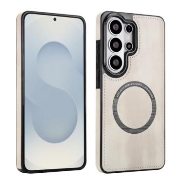 Imagem de Capa magnética ultrafina para carregamento sem fio Samsung Galaxy S26, capa híbrida fina com anel magnético para carregador sem fio, suporte magnético para carro e carteira, capa protetora à prova de