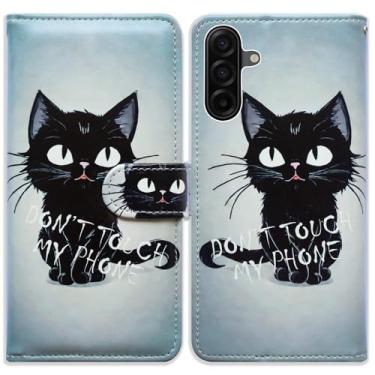 Imagem de Bcov Capa para Galaxy A17 5G, capa carteira de couro estilo gato preto fofo com suporte para cartão para Samsung Galaxy A17 5G