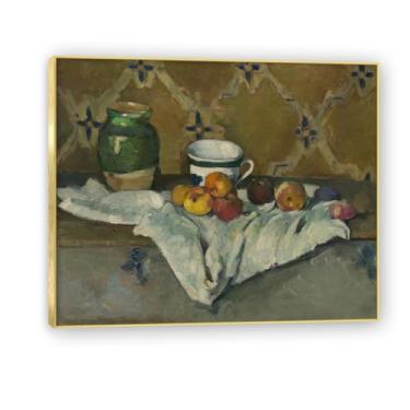 Imagem de Moldura dourada. Arte vintage emoldurada de frutas mortas, pintura clássica de cozinha country, decoração de parede de casa de fazenda quente para sala de jantar e cozinha. A40. 60 x 72 cm-23,6 x 28,3