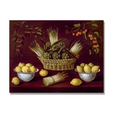 Imagem de NHLDZYH Arte em tela vintage de frutas mortas, pintura clássica de cozinha country, decoração de parede de casa de fazenda quente para sala de jantar e cozinha. A61. 30x40cm-11,8x15,7 pol. Somente