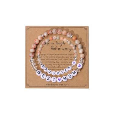 Imagem de Atiptu Conjunto de pulseiras mãe e filha para 2 pulseiras combinando mamãe e eu, pulseira de pedras preciosas naturais para aniversário, Natal, Dia das Mães, joia de Ação de Graças, no, não, não