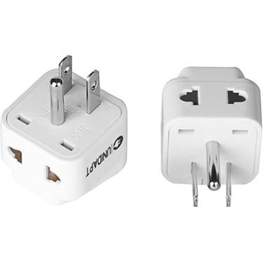 Imagem de Adaptador de viagem do Reino Unido para EUA, adaptador de plugue da Índia para EUA, adaptadores Unidapt para EUA, pacote com 2, conversor de plugue, adaptador de viagem dos EUA, UE para EUA com
