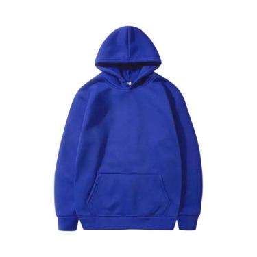 Imagem de Moletom Masculino Oversize Preto Pullover Casual De Cor Sólida Para Pr