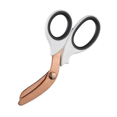 Imagem de xShear® Tesouras de trauma de serviço extremo de 19 cm – a tesoura perfeita para paramédicos, paramédicos, enfermeiros ou qualquer profissional de saúde de emergência (ouro branco e rosa)