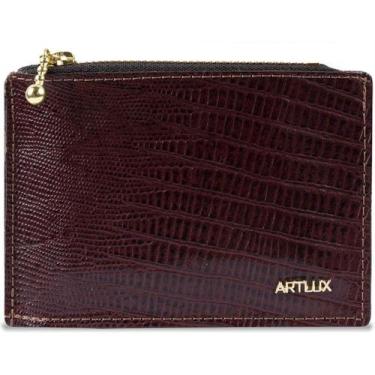 Imagem de Carteira Couro Zíper Feminina Artlux 922, Pinhão