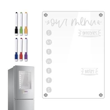 Imagem de Planejador de Refeições para Frigorífico - de Calendário em Acrílico Transparente com Marcadores - de Apagar a Seco Magnético Calendário para Frigorífico,para Família Despensa