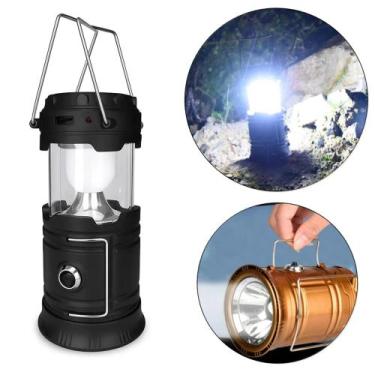 Imagem de Lampião Lanterna Solar 2 em 1 Bivolt, USB, 150 Lúmens, Ideal para Camp