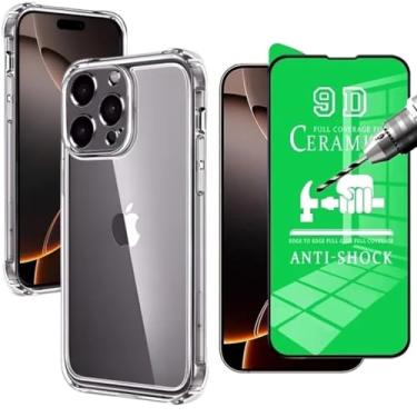 Imagem de [GL CASES] Capa iPhone 14 Pro Max Capinha Anti Impacto Case De Silicone Transparente Flexível Proteção Câmera + Película De Cerâmica Para iPhone 14 Promax Com Cobertura Total Da Tela