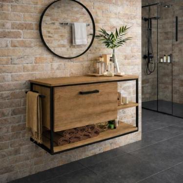 Imagem de Armário Banheiro Gabinete para Cuba Pia Suspenso Porta Toalha - LaCasa