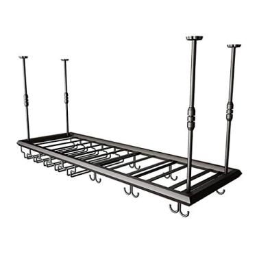 Imagem de Rack de vinho com moldura de copo de vinho de teto de metal rack de vinho altura e espaçamento rack de copo de vinho multifuncional ajustável, rack de vinho adequado para restaurantes, bares, Ktv