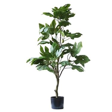Imagem de SLGGPJBU Plantas falsas, planta artificial, 1,2 m, figueiras artificiais, árvore de seda artificial para ambientes externos e externos, planta falsa em vaso para decoração de jardim e escritório em