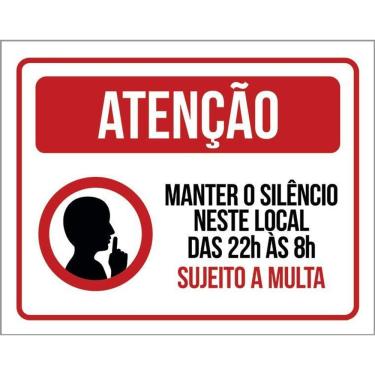 Imagem de Kit 3 Placas Atenção Mantenha Silêncio Neste Local
