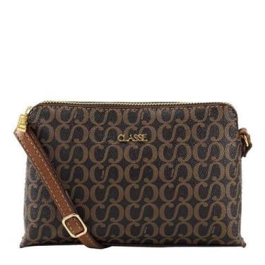 Imagem de Bolsa Feminina Classe Couro 2136 Marrom Moonocromática Couro Legítimo 