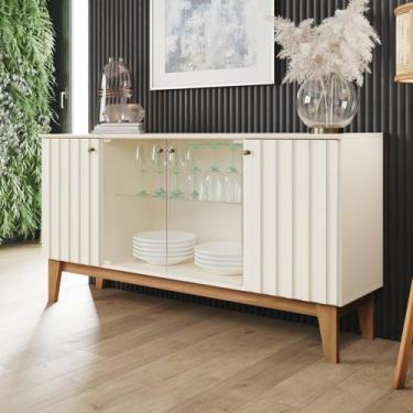 Imagem de Buffet Aparador Tifany 4 Portas de Vidro 150,5cm em MDP com Detalhes R