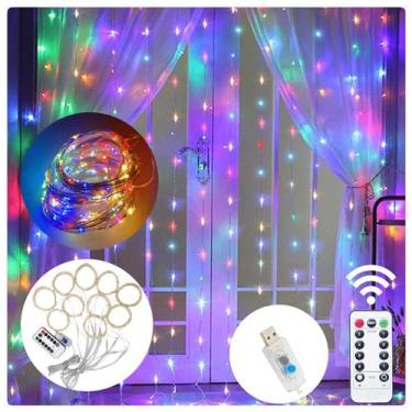 Imagem de Cortina Fio Fada Pisca Enfeite Decoração USB 3x3m C/300 Led - TOP NATA