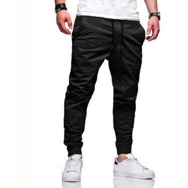 Imagem de Calças Jeans Camuflada Sarja Masculina Jogger Punho Elastico - Tbasics