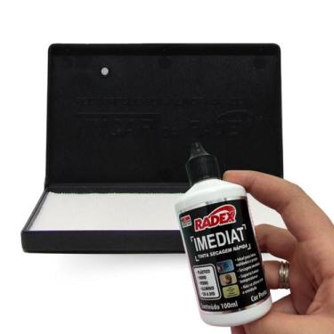 Imagem de Kit Almofada Carimbo Grande + Tinta Secagem Rapida p/ Plastico - Radex