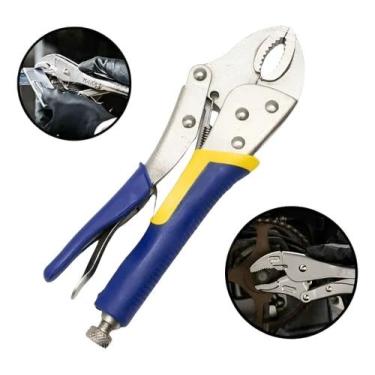 Imagem de Alicate de pressão cabo emborrachado 10'' mordente curvo - Shark Blue