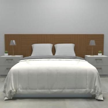 Imagem de Cabeceira Modular em MDF Texturizado para Quarto 315x120cm | Cabeceira para Cama Box Casal Queen King | Painel Decorativo Moderno(Noce)
