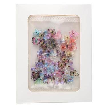 Imagem de YTaraHub 60 peças de miniaturas de borboletas de resina, acessórios para casa de bonecas, pingentes pequenos à prova d'água para jardim de fadas, álbuns de recortes e artesanato DIY com embalagem de