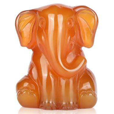 Imagem de LEADGEM Estátua de elefante de cristal de ágata vermelha de 3,8 cm com pedras preciosas fofas, peso de papel, estatuetas colecionáveis, esculpidas à mão, Reiki, cura elefante, decoração para casa