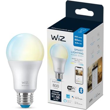 Imagem de Lâmpada inteligente WiZ 60W A19 LED branca ajustável - Pacote com 1 - E26- Interior - Conecta-se ao seu Wi-Fi existente - Controle com voz ou aplicativo + Ative com movimento - Compatível com matéria