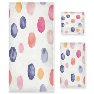 Imagem de xigua Conjunto de toalhas de banheiro de bolinhas em aquarela absorvente macio 3 peças toalha de banho toalha de mão toalhas decorativas para banheiro, academia, hotel, praia, piscina