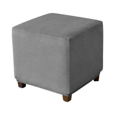 Imagem de Capa Elástica De Veludo Cor Sólida Para Puff Quadrado, Protetor De Móv