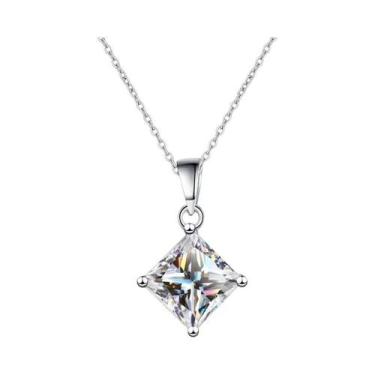 Imagem de Colar De Moissanite Corte Princesa 1CT Em Prata Esterlina S925, Pingen