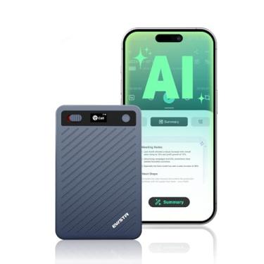 Imagem de EVISTR Gravador de voz AI com transcrição, controle de aplicativo de gravador de voz, transcrever e resumir com tecnologia AI, memória de 64 GB, gravador de áudio para reuniões e palestras (azul)