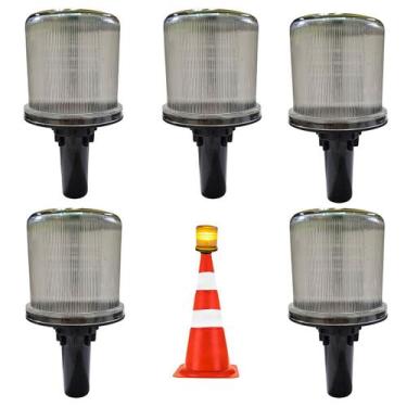 Imagem de Sinalizador Solar Viario Kit 5 Uni Rodovia Rua Estrada Alerta Cone Eme