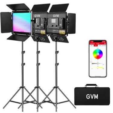Imagem de Luz de vídeo LED GVM 800D RGB, painel de luz atualizado 2026 com lente óptica e 6x mais brilhante (19500 Lux/0,5 m), 3200K-5600K bicolor, 20 modos de cena e CRI97+, luzes de estúdio, iluminação