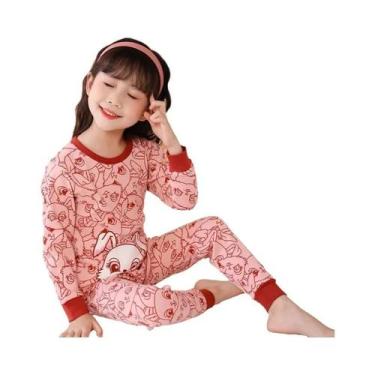 Imagem de Conjunto De Pijamas De Algodão Para Meninas E Meninos, Manga Longa, Ro