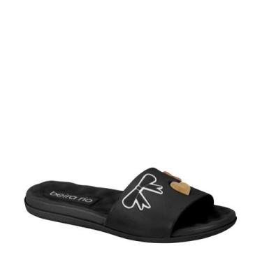 Imagem de Chinelo Feminino Slide Rasteira Detalhes Beira Rio 8360.366, Preto, 36