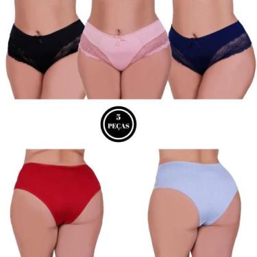 Imagem de Kit 5 Calcinha Plus Size com detalhe de Renda Tanga Grande - C7 KIT 5 