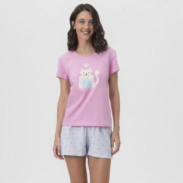 Imagem de Pijama Feminino Curto Mensageira da Paz 033469, Rosa, M