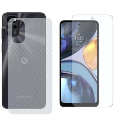 Imagem de Película Hidrogel + Adesivo Fibra De Carbono Para Motorola Moto G22 - Transparente