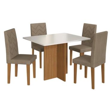Imagem de Conjunto Mesa De Jantar 110cm Com 4 Cadeiras Multimóveis CR50208 Cacau Freijó-off White-cacau