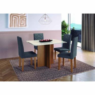 Imagem de Conjunto Mesa De Jantar 110cm Com 4 Cadeiras Multimóveis CR50208 Freijó-off White-grafite