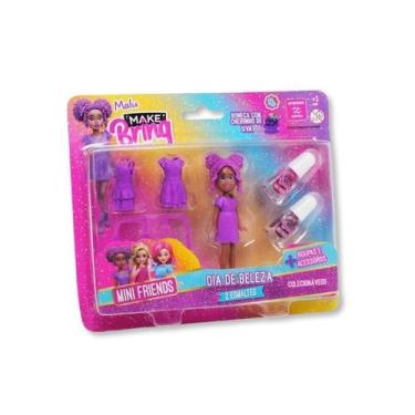 Imagem de Boneca mini makebrinq minifriends dia de beleza - polibrinq -, ROXO