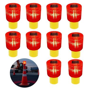 Imagem de Sinalizador Solar Kit 10 Viario Rodovia Cone Transito Estrada Acidente Fiscal Obra Segurança