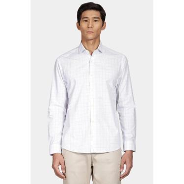 Imagem de Camisa Aramis Slim Xadrez Clássico Branco Com Azul Claro-Masculino